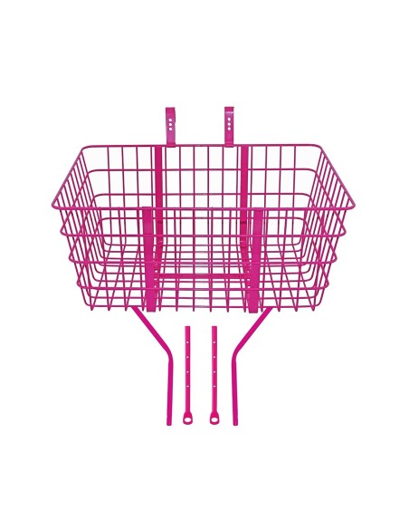 Steel Wire Front Basket With Adjustable Braces Fit 20 to 29 Bikes TL-907ss Pink.